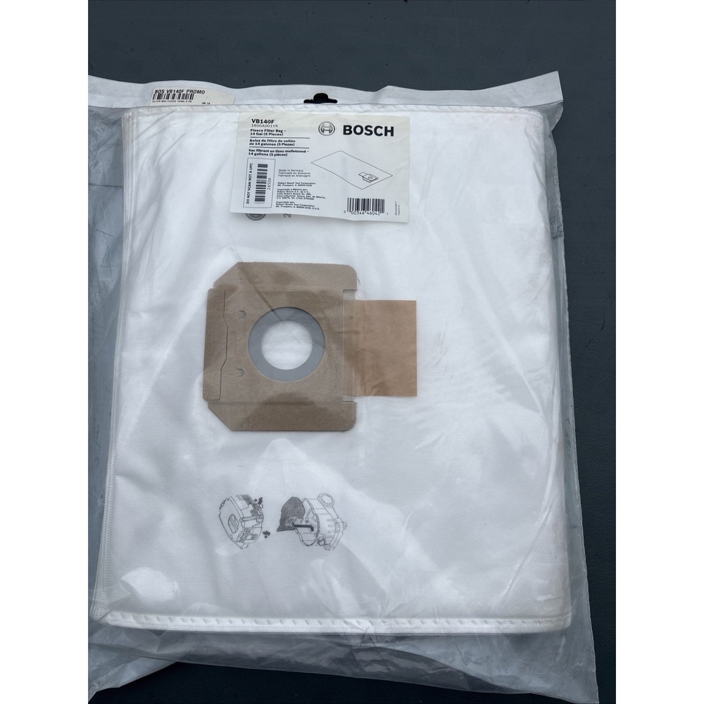 (5 Pack) VB140F Fleece Filter Bags Compatible with Bosch 14-Gallon Dust NOS
